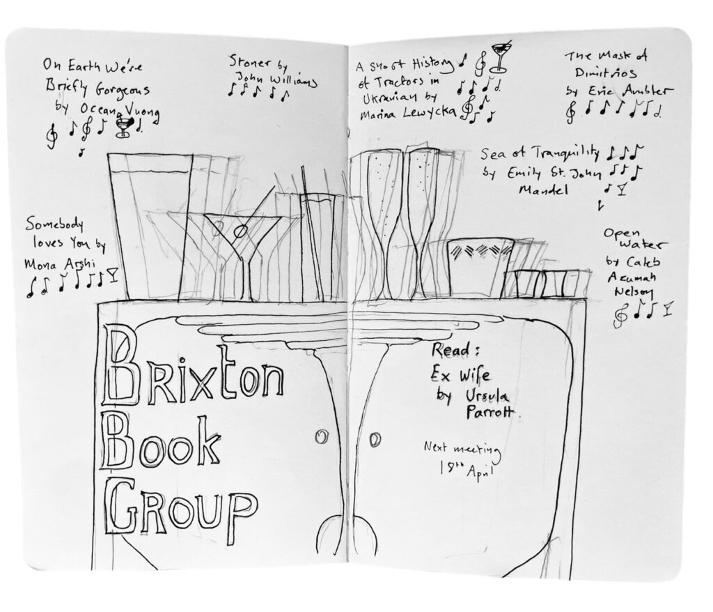 Brixton Book Group doodle, showing how we voted for A Short History of Tractors in Ukrainian 